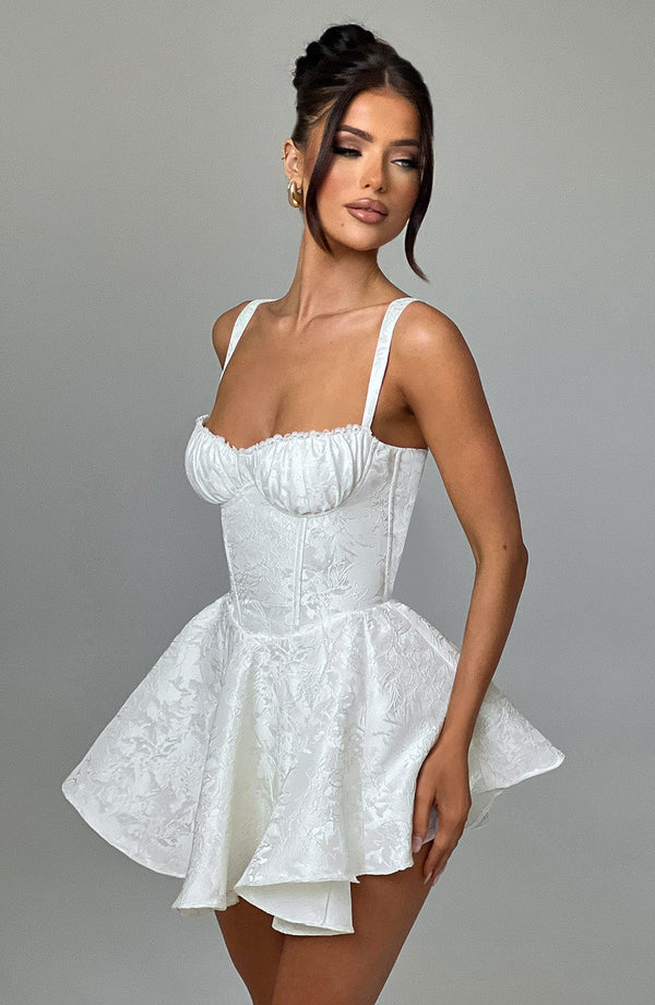 Emelyn Floral Jacquard Playsuit Mini Dress