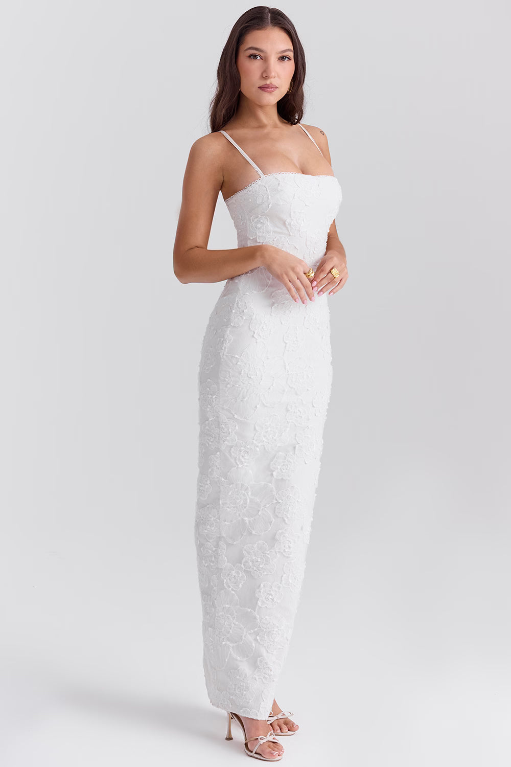 Eva Blue Floral Lace Maxi Dress