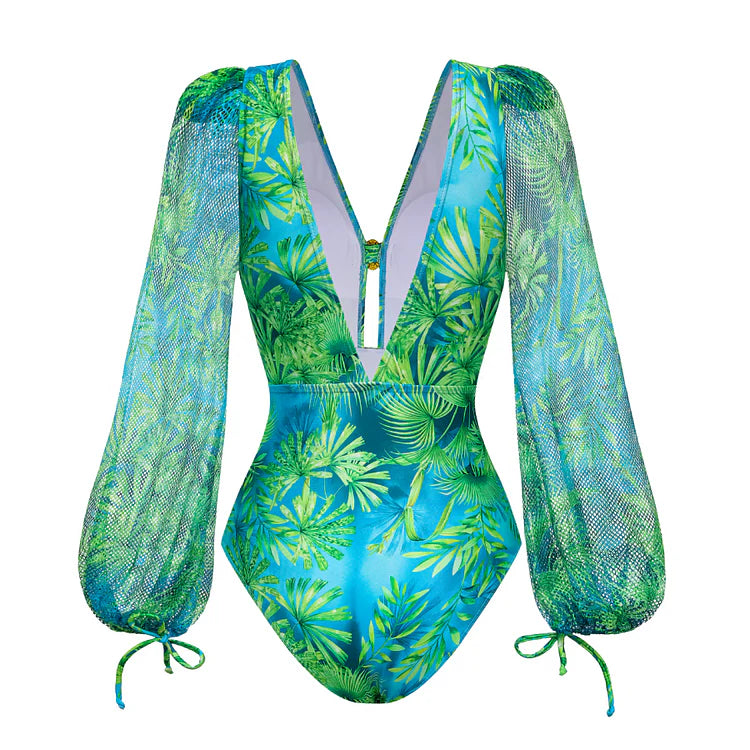 Talia Tropical Leaf Swimwear Set