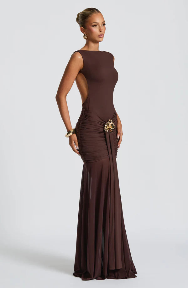 Firuze Sheer Mesh Maxi Dress