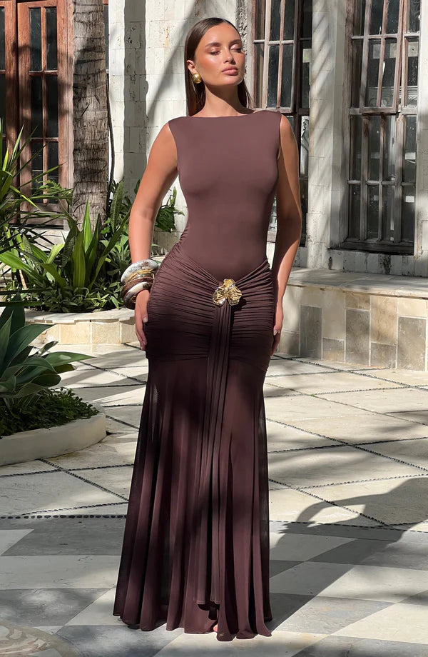 Firuze Sheer Mesh Maxi Dress