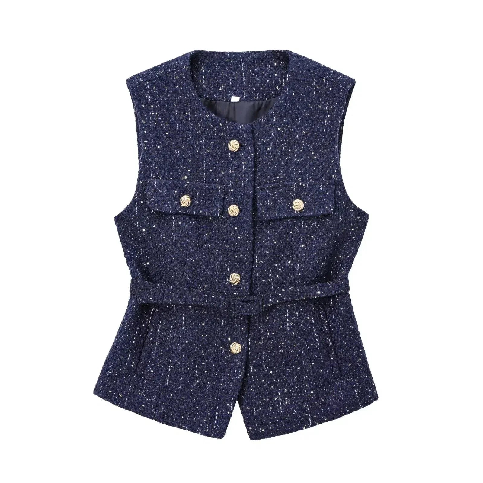 ANNABELLE - BELTED SEQUIN STRUCTURED VEST