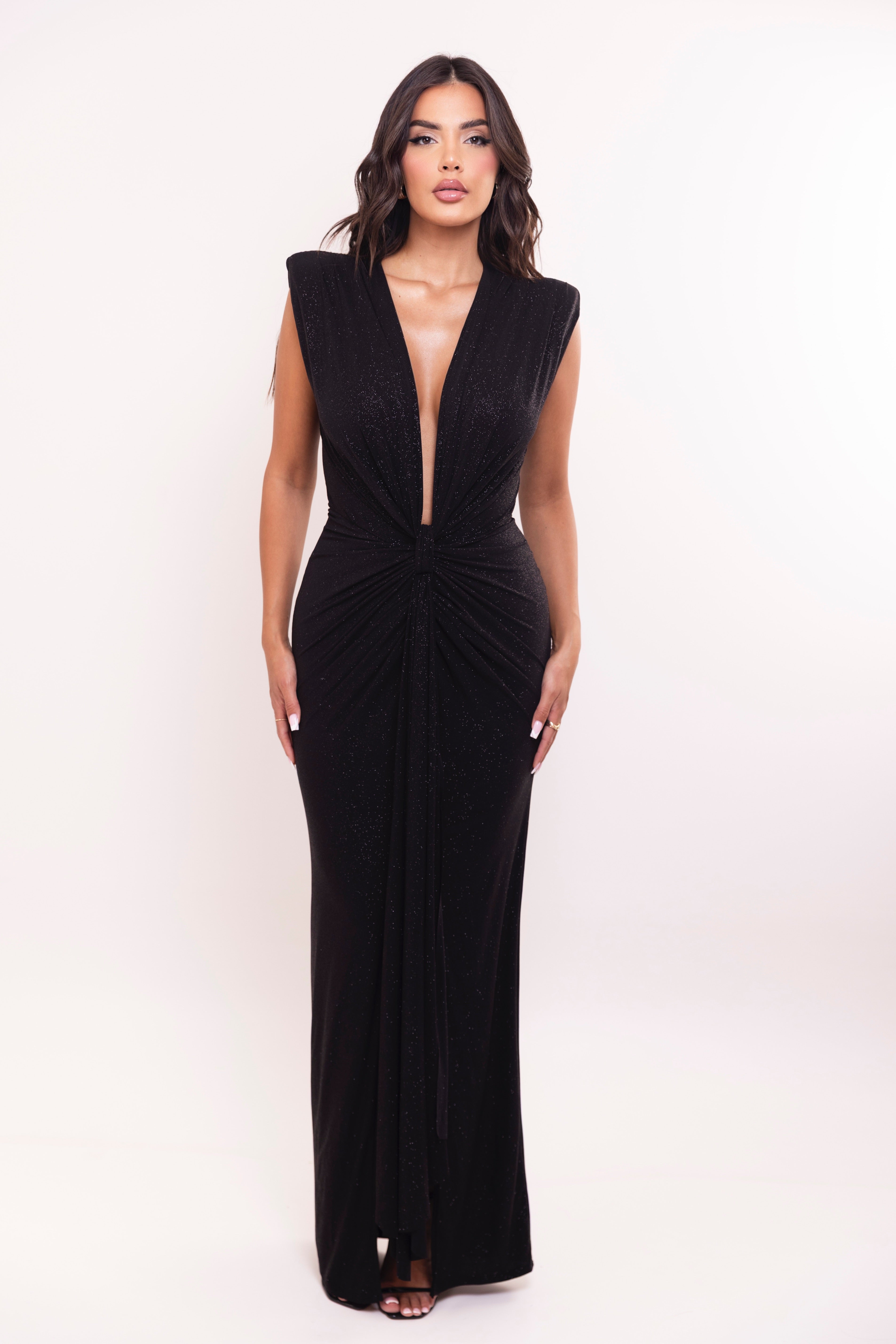 Elina Black Glitter Dress