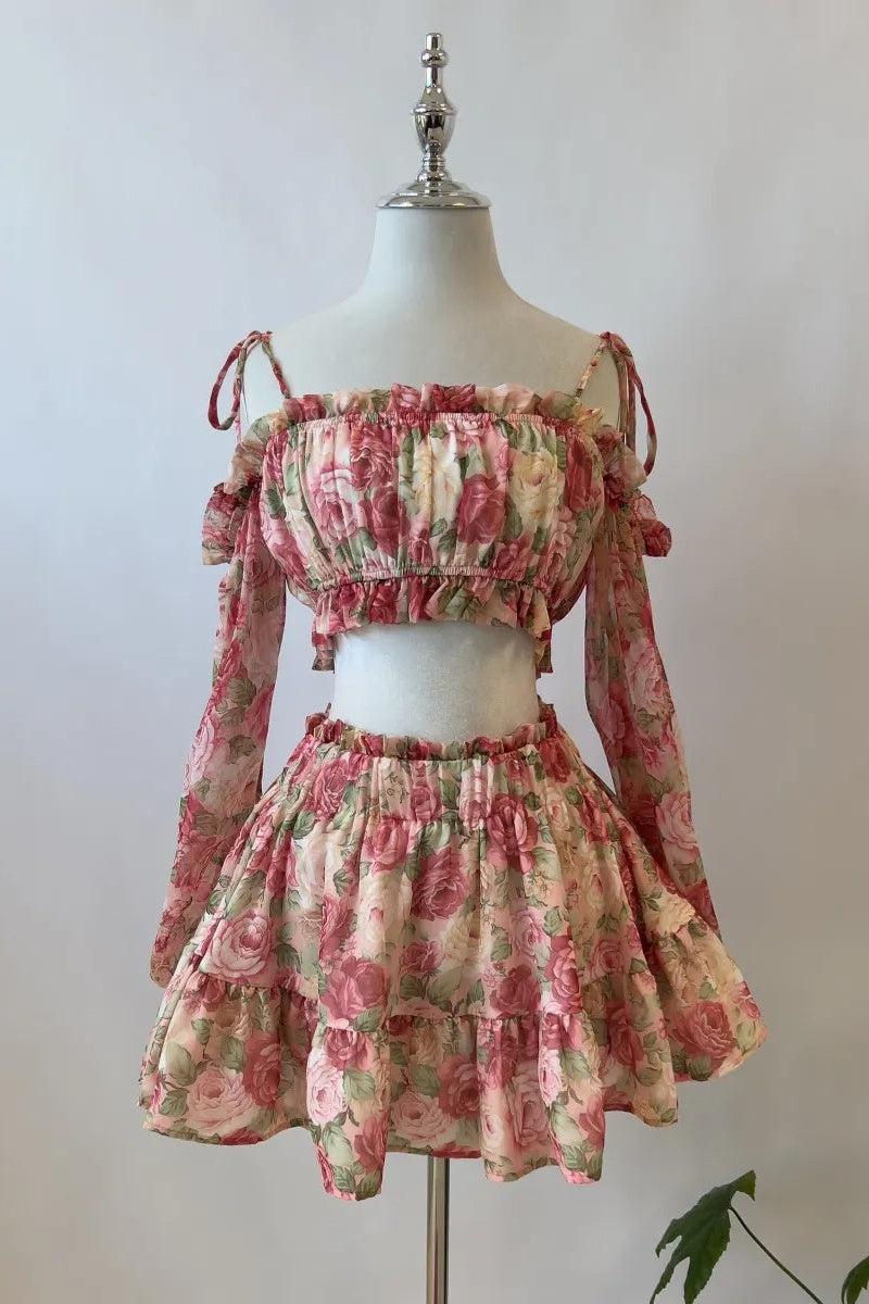 Livia Floral Ruffled Skirt –