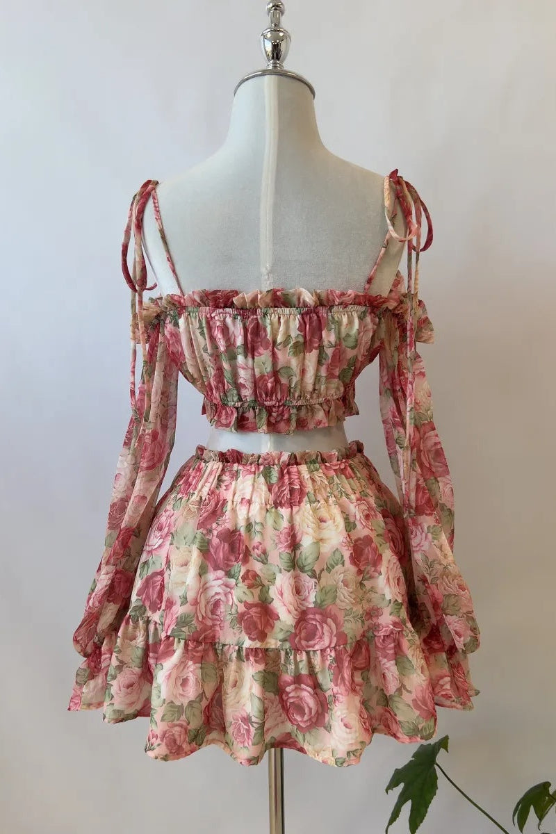 Livia Floral Ruffled Skirt –