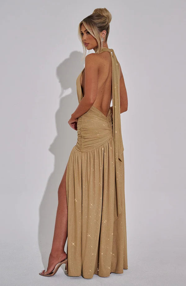 Melany Halter Neck Maxi Dress