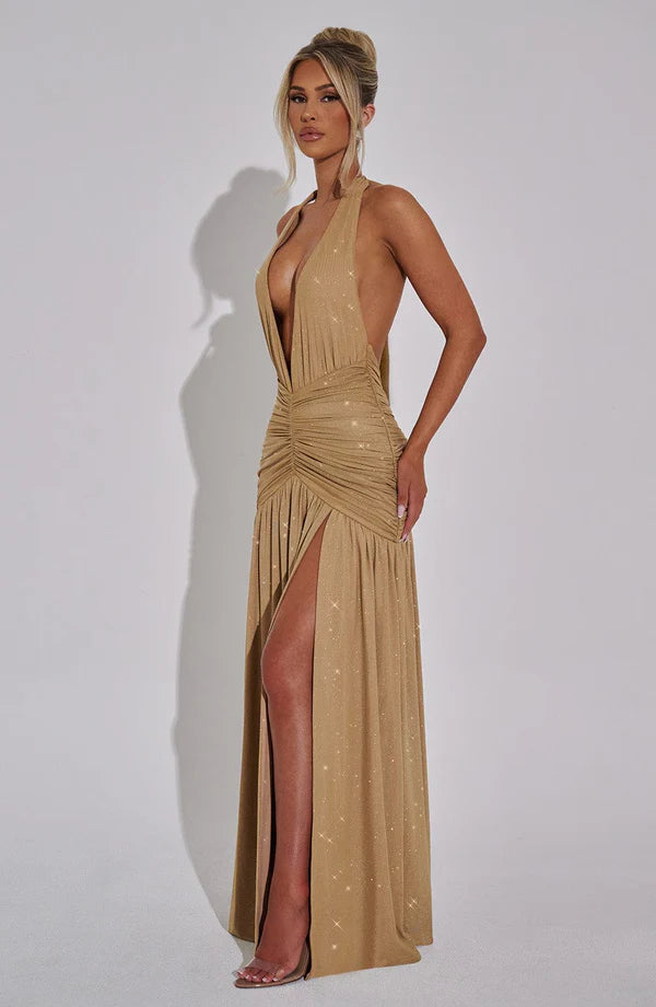 Melany Halter Neck Maxi Dress