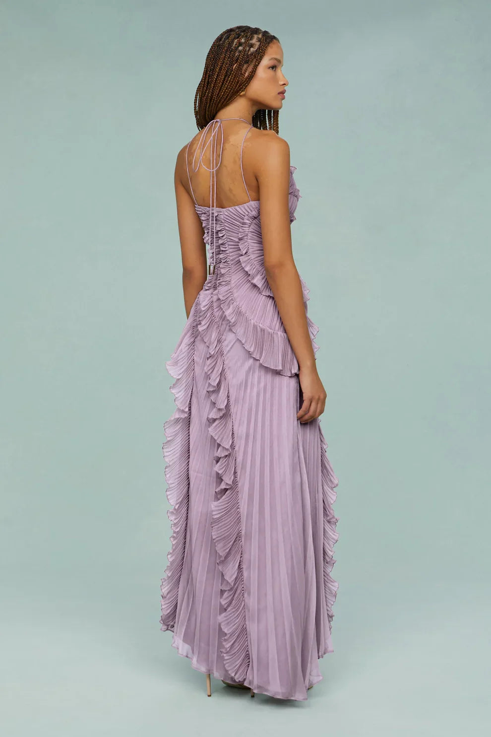 Alina Midi Dress with Ruffle Skirt and Ruffle Finish