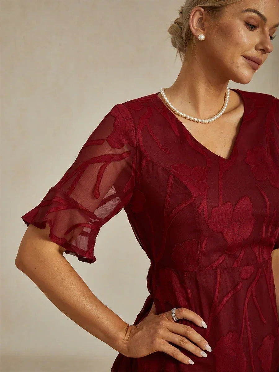 Ruffle Flutter Lace Maxi Dress