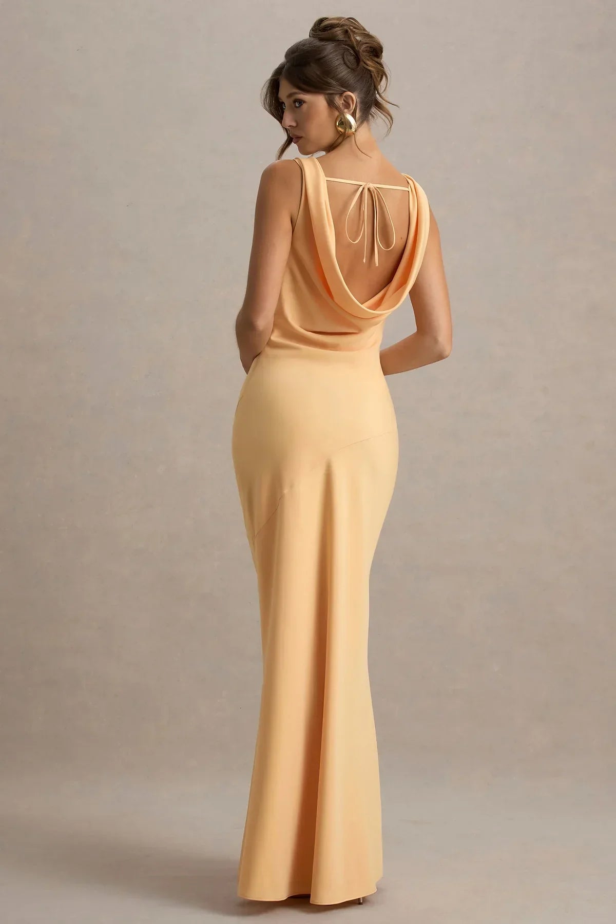 Hannah Satin Maxi Dress with Waterfall Neck
