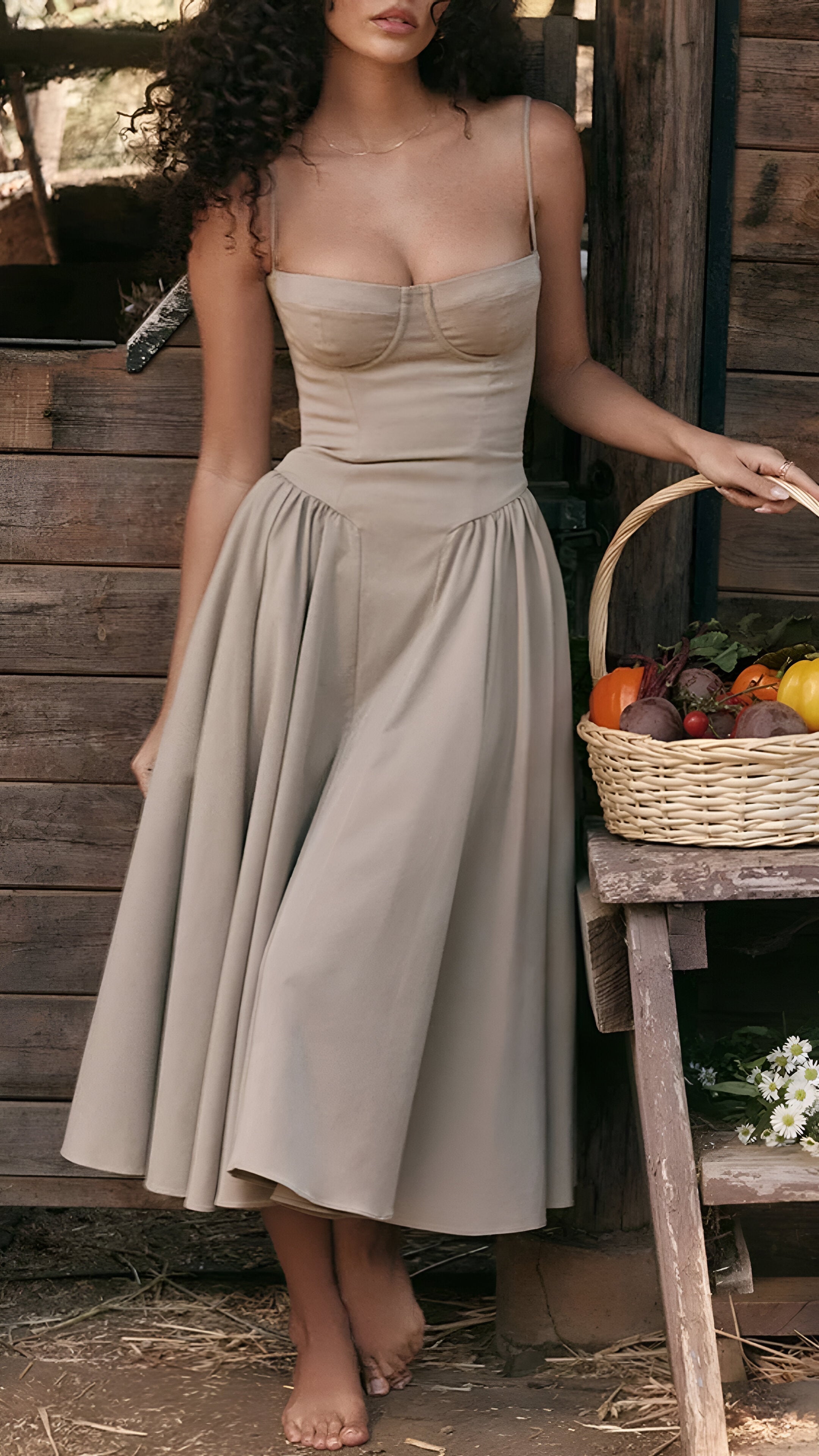 Violet French Dress with Suspenders in Hof Style