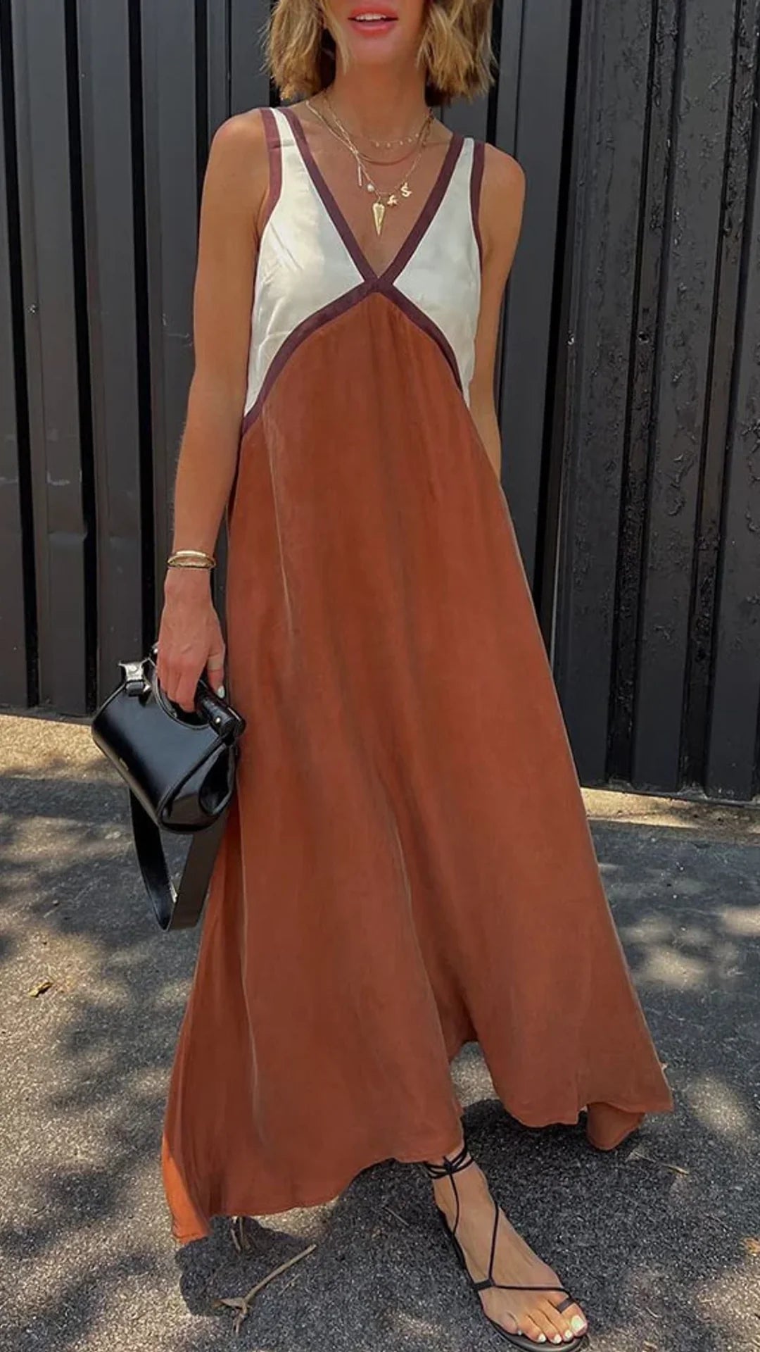 Luna Colorblock V-Neck Dress