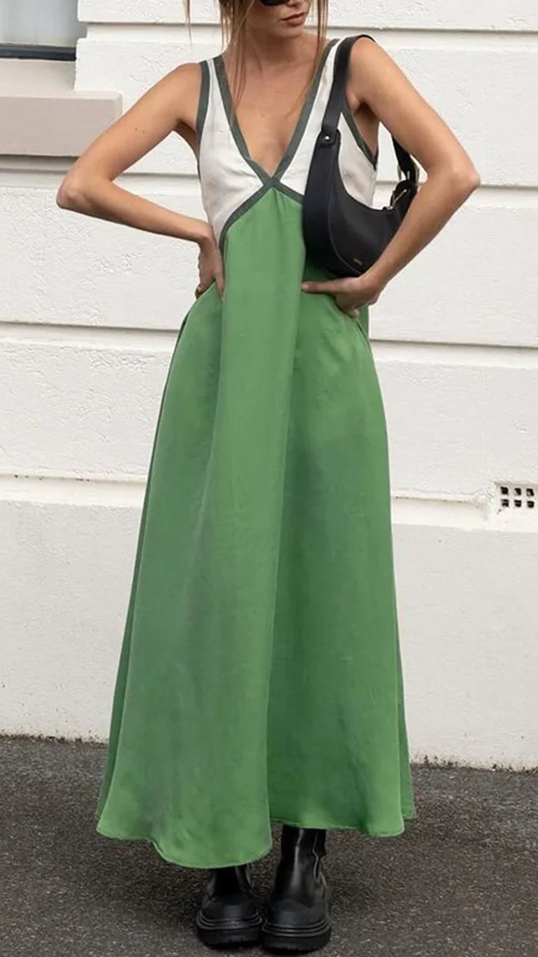 Luna Colorblock V-Neck Dress