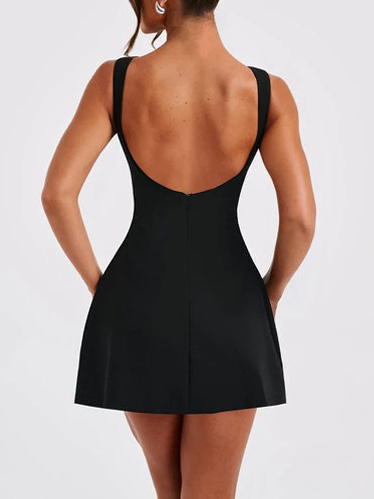 Talia Cinched Waist Backless A-Line Mini Dress