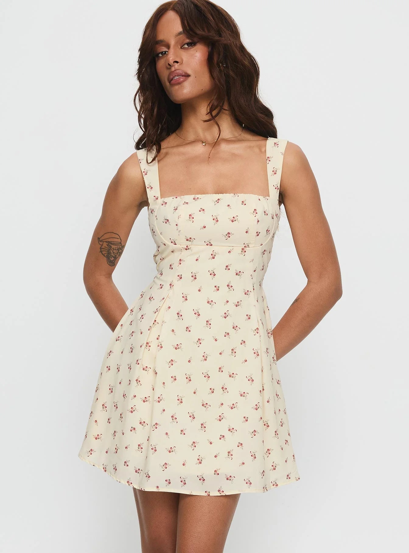 Melanie Pleated Bow Mini Dress