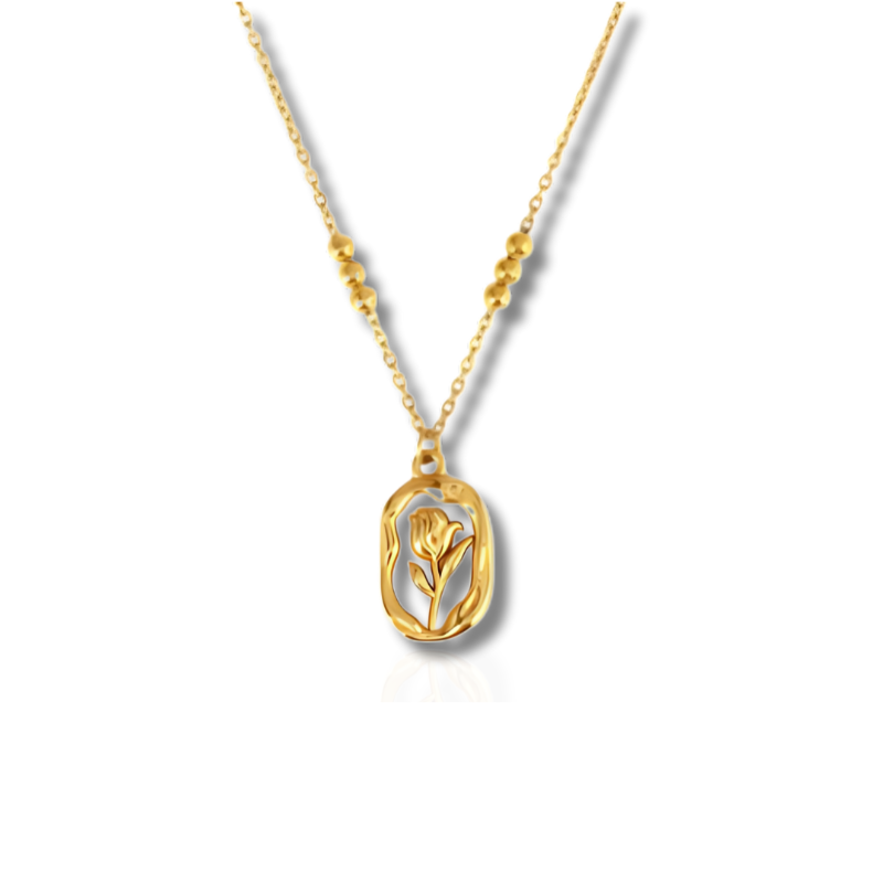 Elegant Gold Rose Pendant Necklace - Penelope, the perfect jewelry set for a stylish look