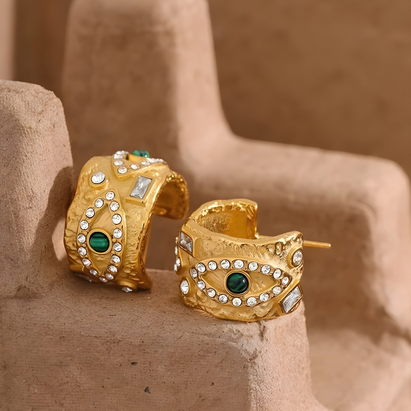 Geometric Earrings with Eye and Zirconia – Bethany