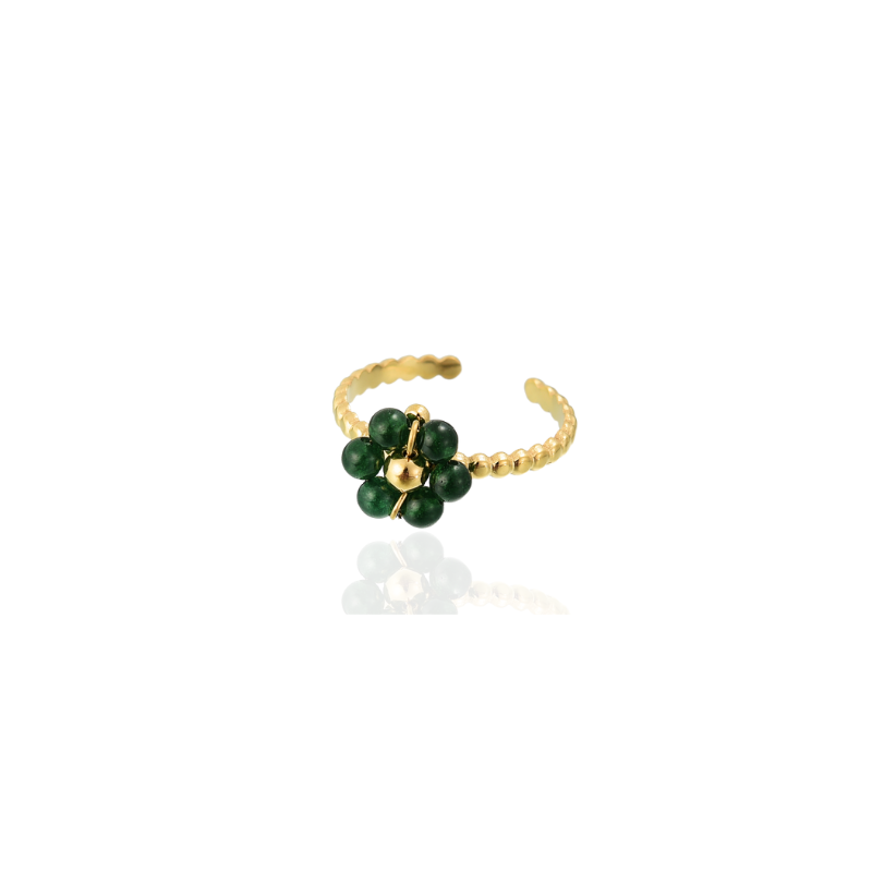 Elegant Gold-Plated Beaded Flower Open Ring - Ruth for a Stylish Look