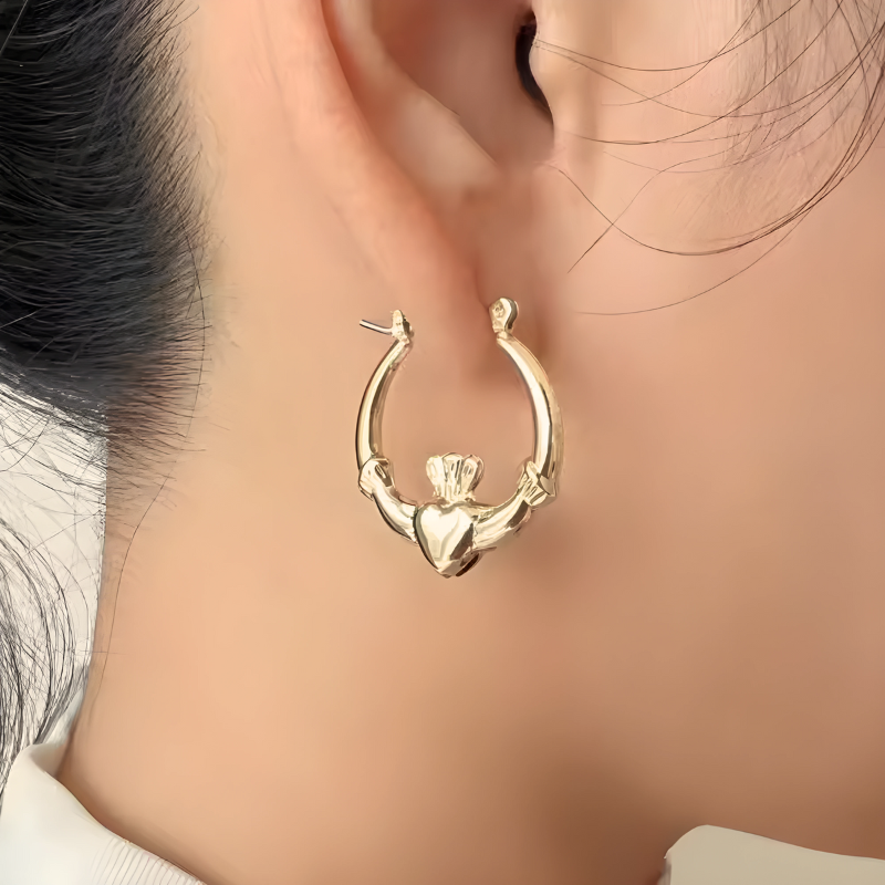 Geometric Heart-Shaped Hoop Earrings – Romy
