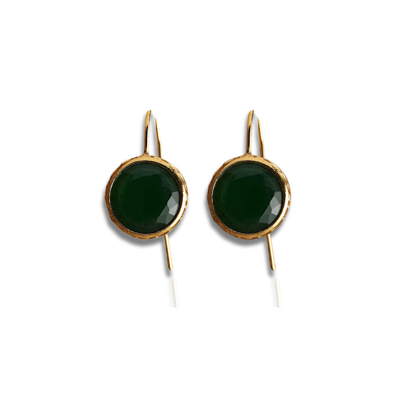 Enhance Your Style with Our Stunning Green Gemstone Gold-Plated Earrings - Kare
