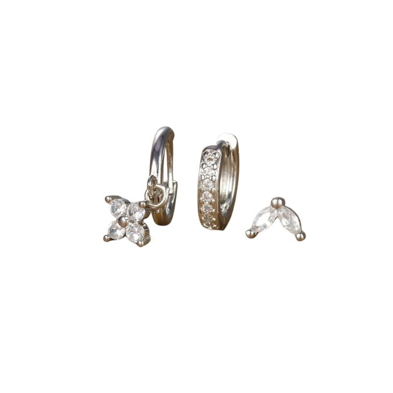 Elegant Flower Earring Set in Stainless Steel - Monri