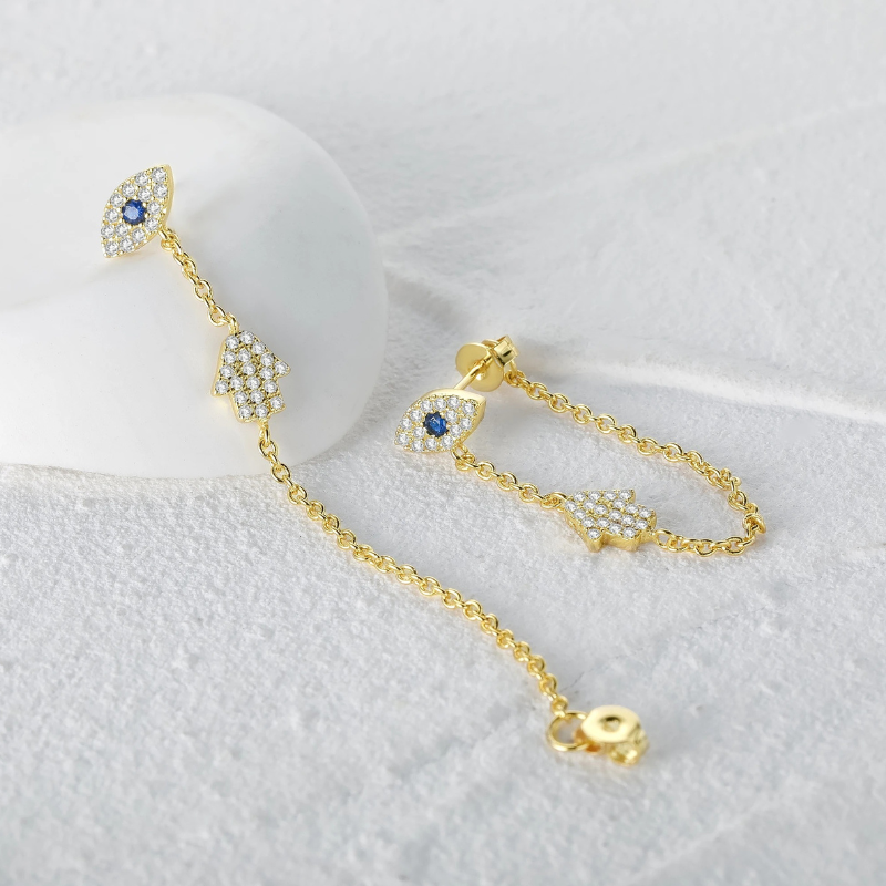 Deanna Eye Hamsa Hand Palm Bedel Earrings