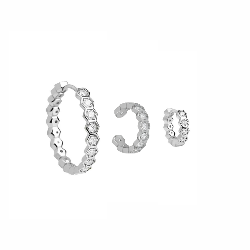 Elegant Hexagonal Hoop Earrings Gold - Eva