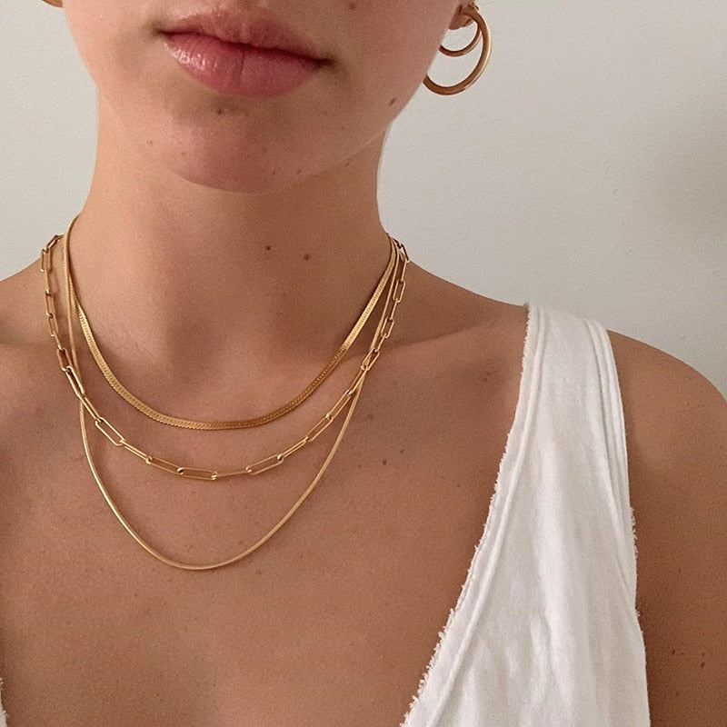 Elegant Layered Herringbone Necklace - Isa for a stylish look