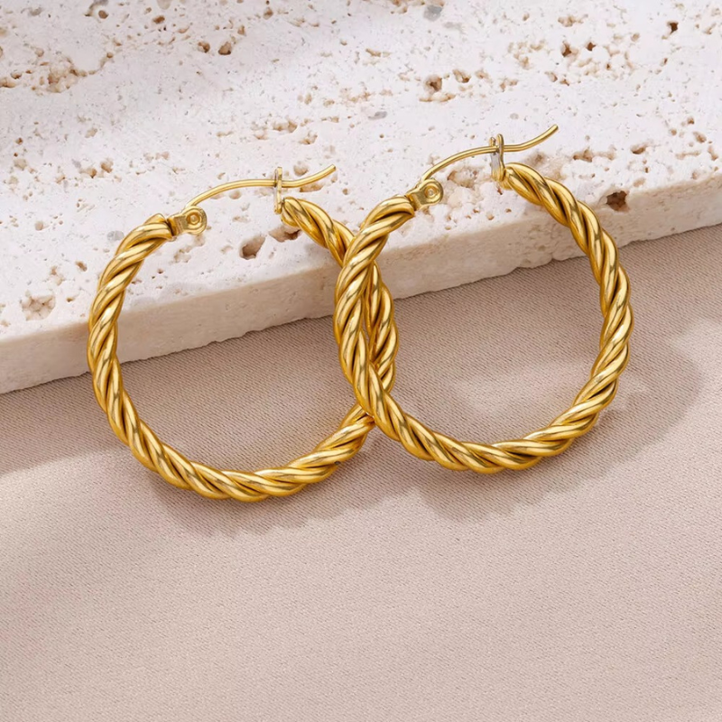 Elegant Dark Gold Hoop Earrings - Celeste for Timeless Style