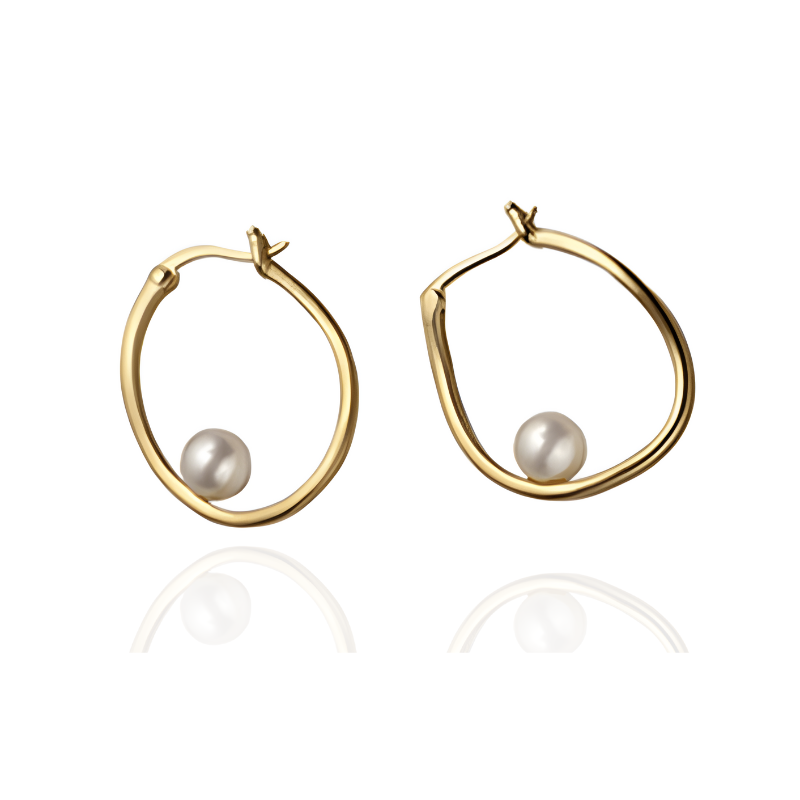 French Pearl Hoop Earrings - Ireen