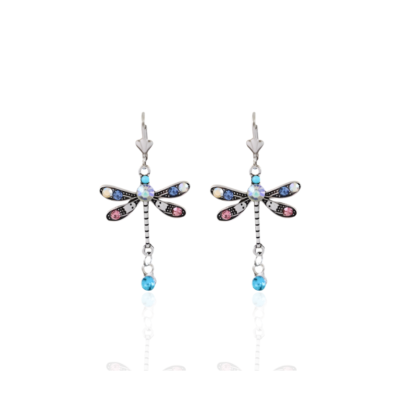 Stylish Silver Dragonfly Earrings with Elegant Cut