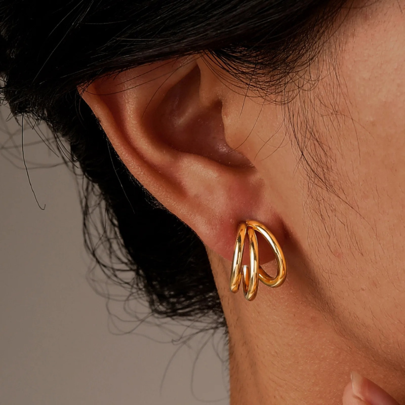 Geometric Double Layer Earrings - Mini