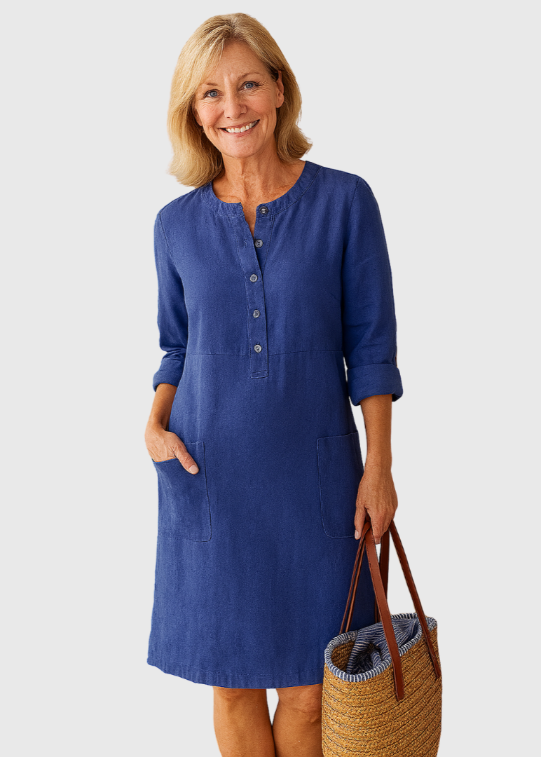 Casual Comfort Button Shirt Dress