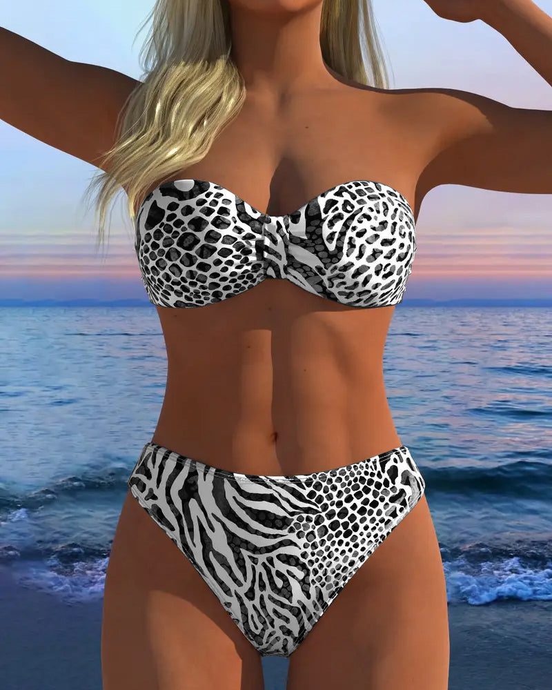 Sexy Leopard Print Swimsuit Two-Piece