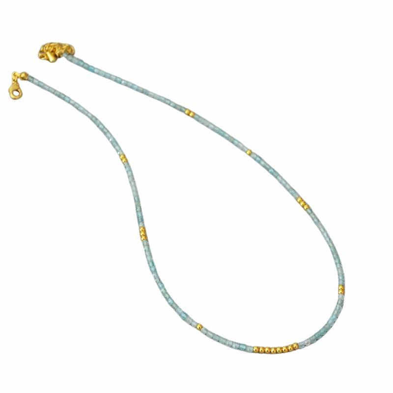 Elegant Cyan Blue Beaded Clavicle Necklace - Luna, the perfect accessory for a stylish look