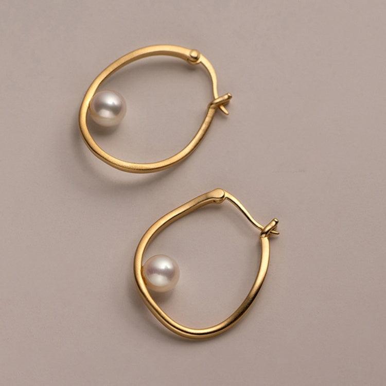 French Pearl Hoop Earrings - Ireen