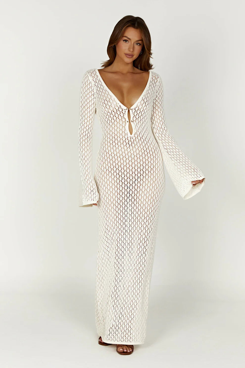 Maeve White Crochet Maxi Dress