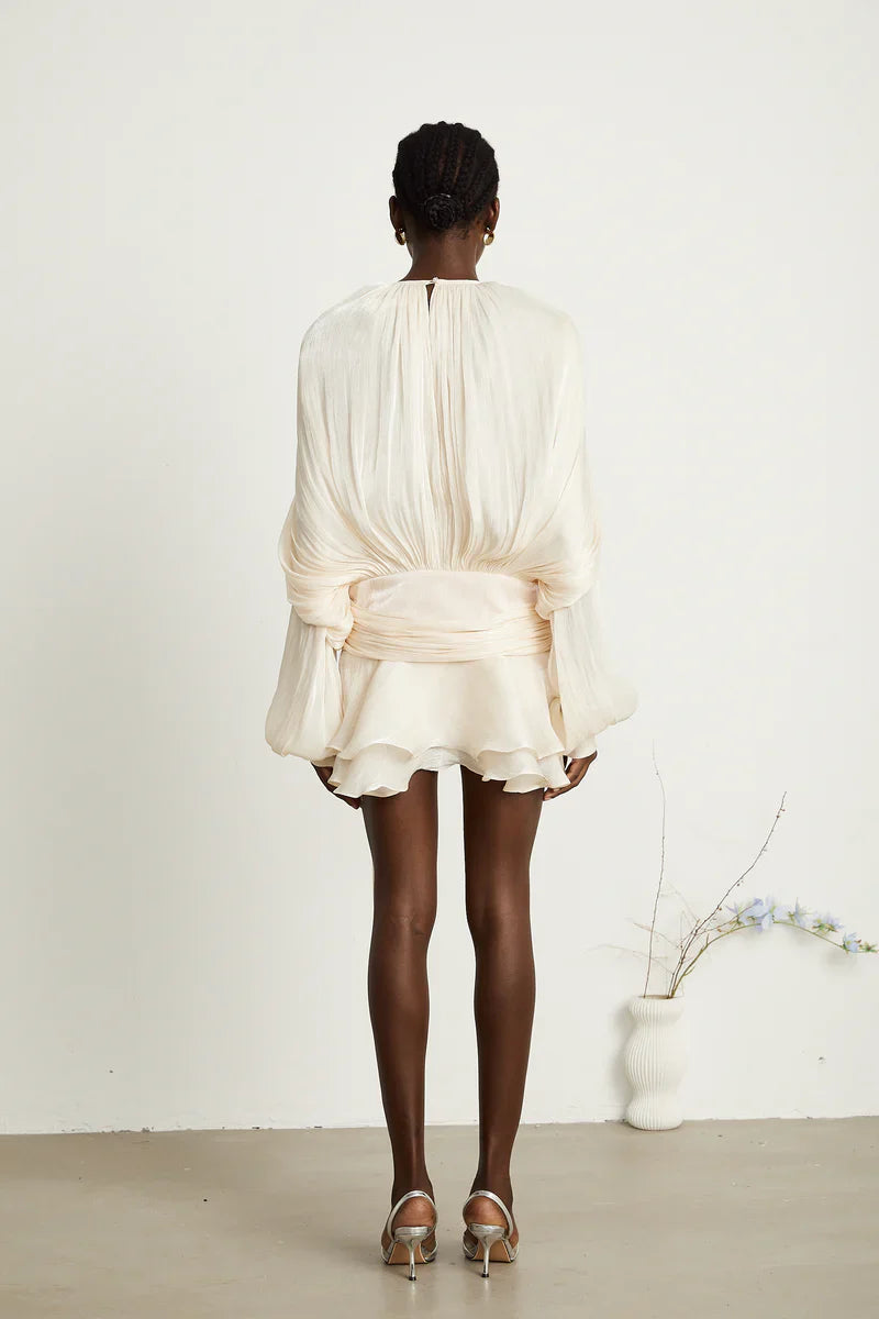 Noir Ruffled Pleated Mini Dress