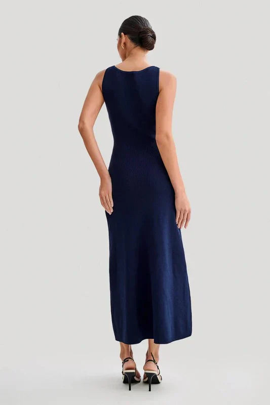 Kara Knit Maxi Dress with Button Closure