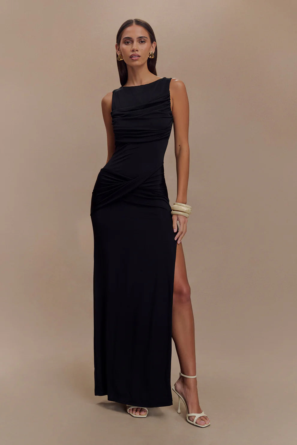 Anastacia Slinky Drape Maxi Dress