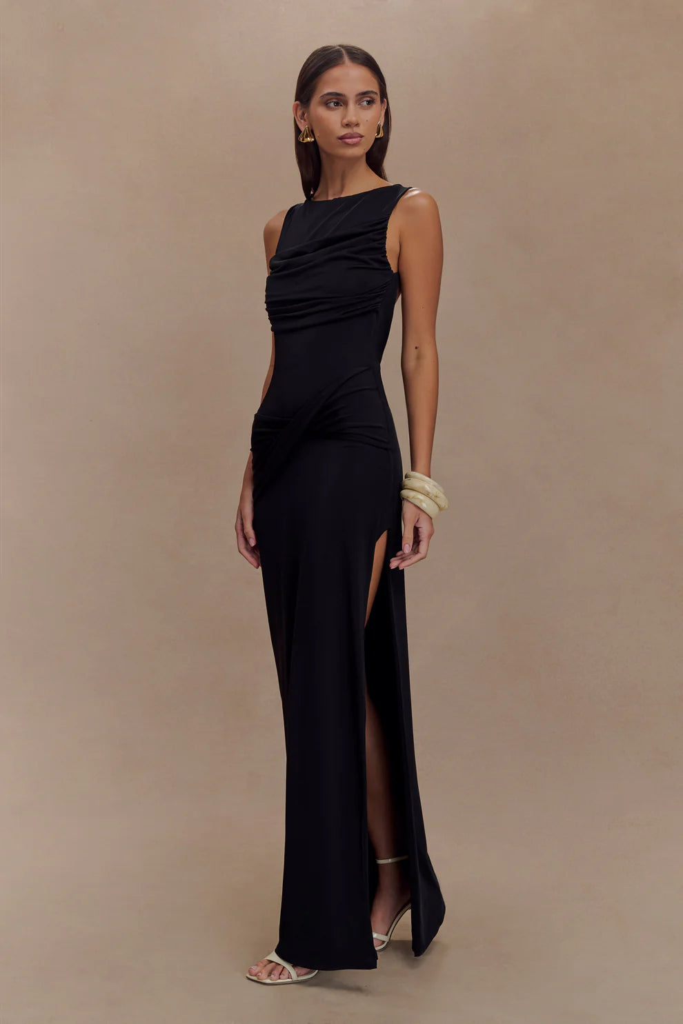 Anastacia Slinky Drape Maxi Dress