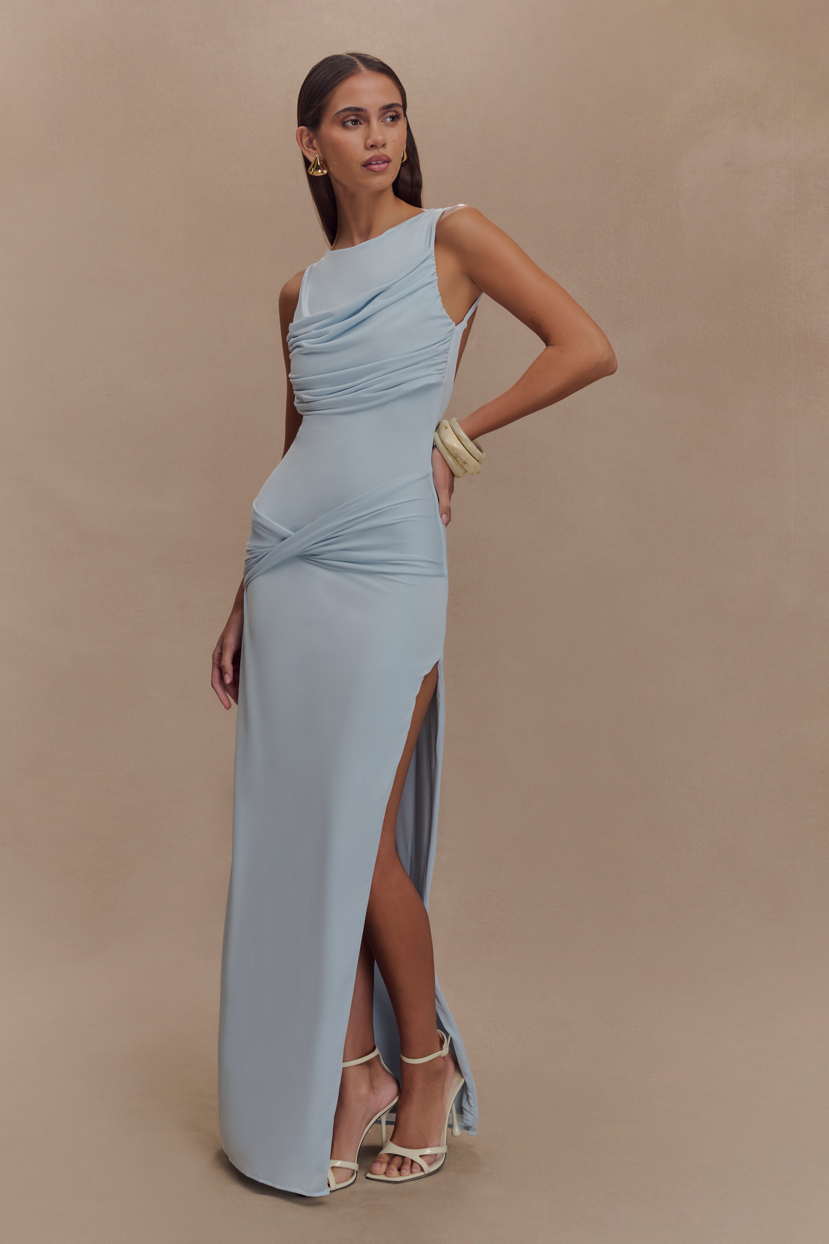 Anastacia Slinky Drape Maxi Dress