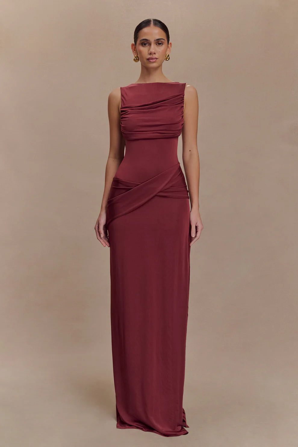 Anastacia Slinky Drape Maxi Dress