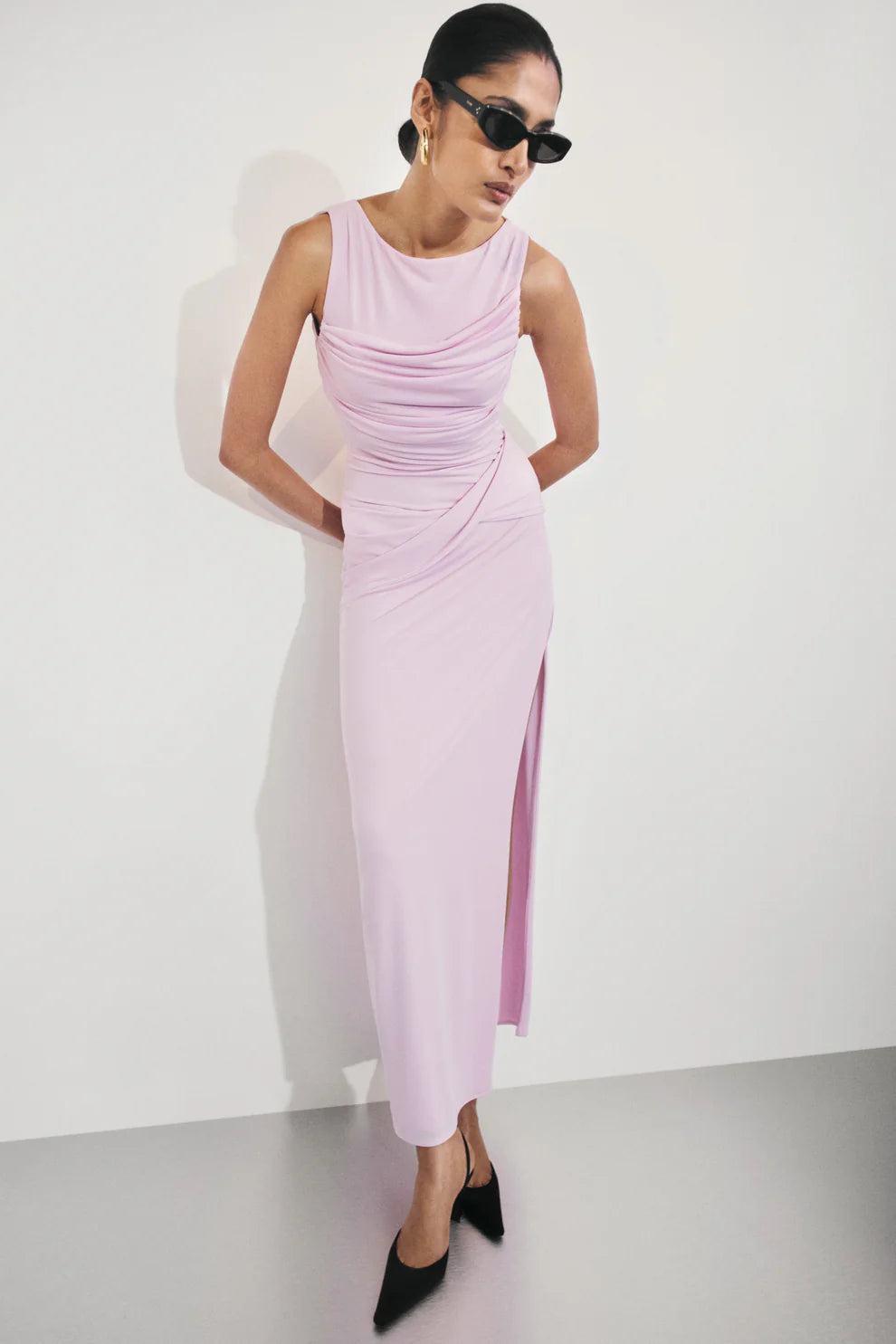 Anastacia Slinky Drape Maxi Dress