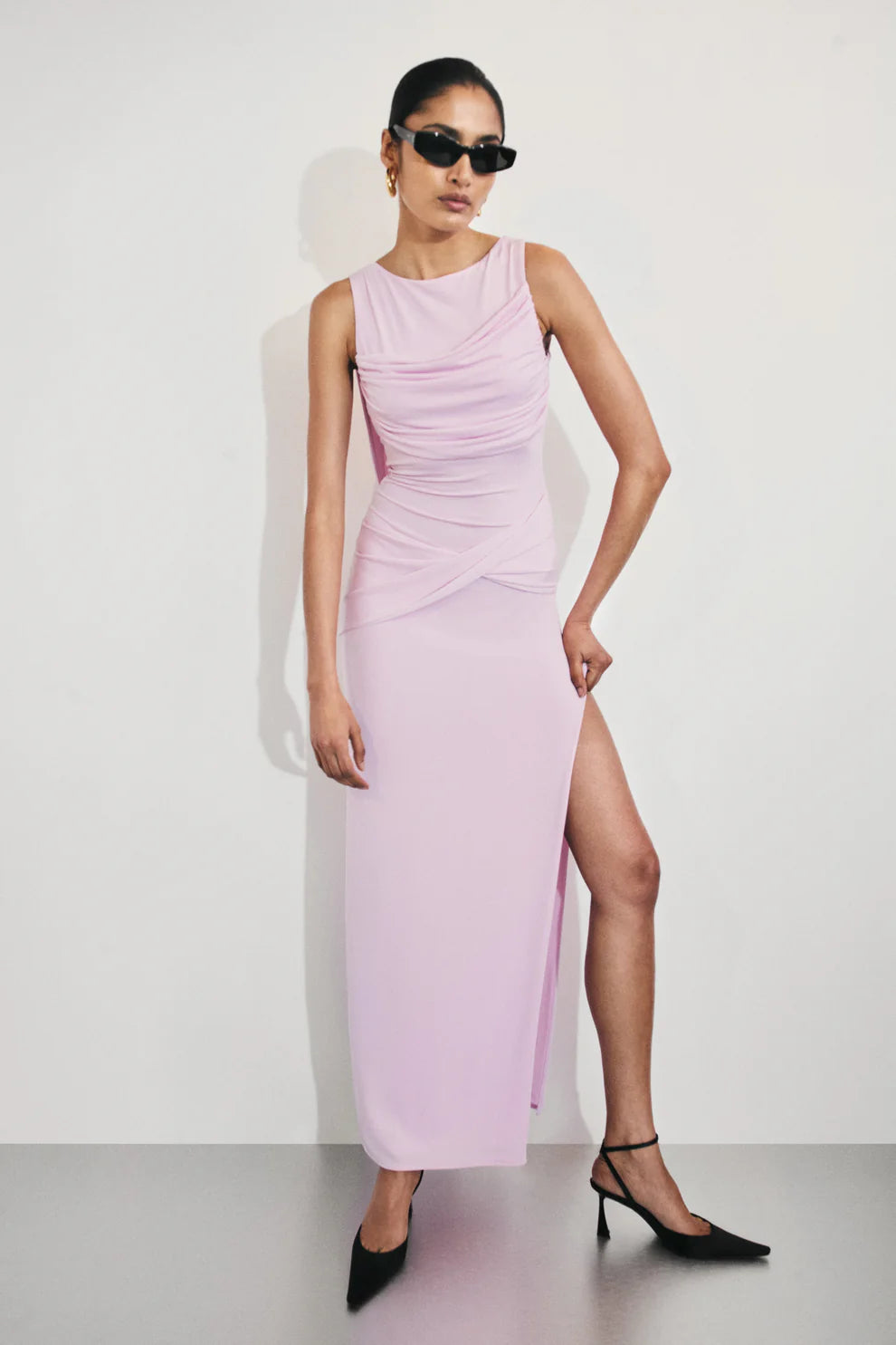 Anastacia Slinky Drape Maxi Dress