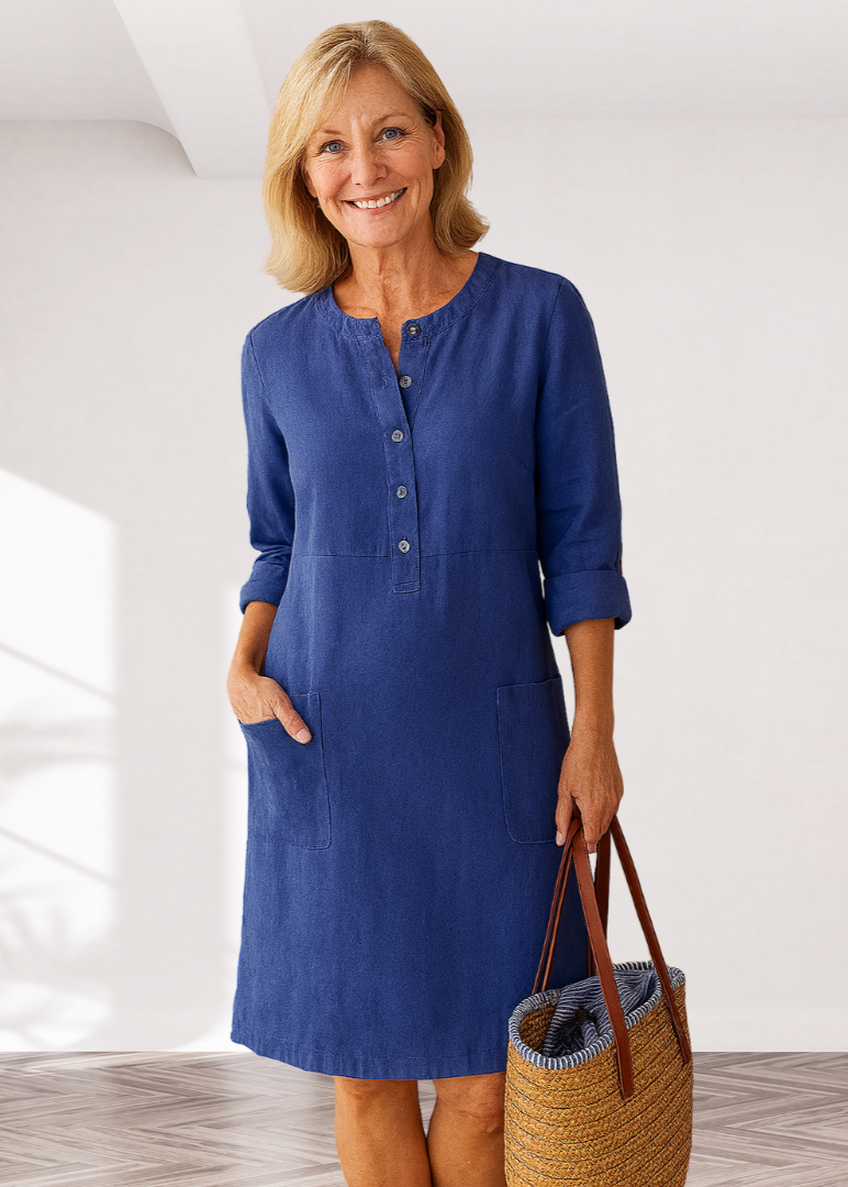 Casual Comfort Button Shirt Dress