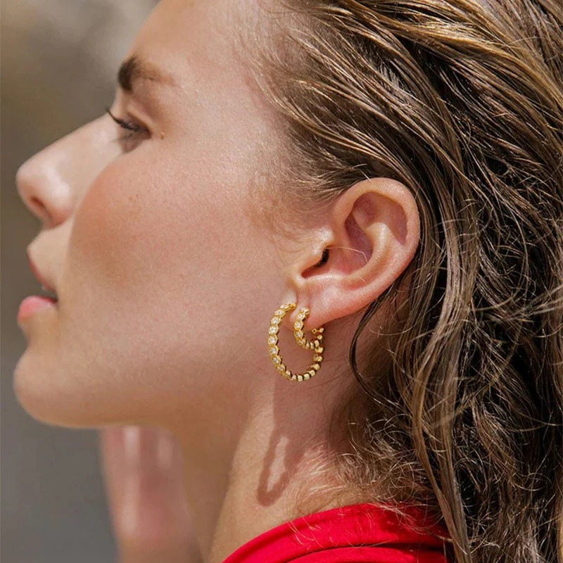 Elegant Hexagonal Hoop Earrings Gold - Eva