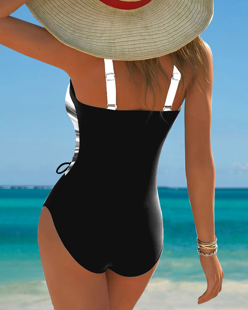 Endless Contrast Laced Swimsuit