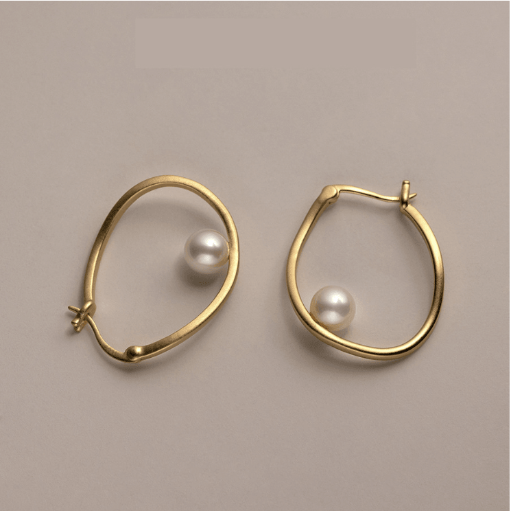 French Pearl Hoop Earrings - Ireen
