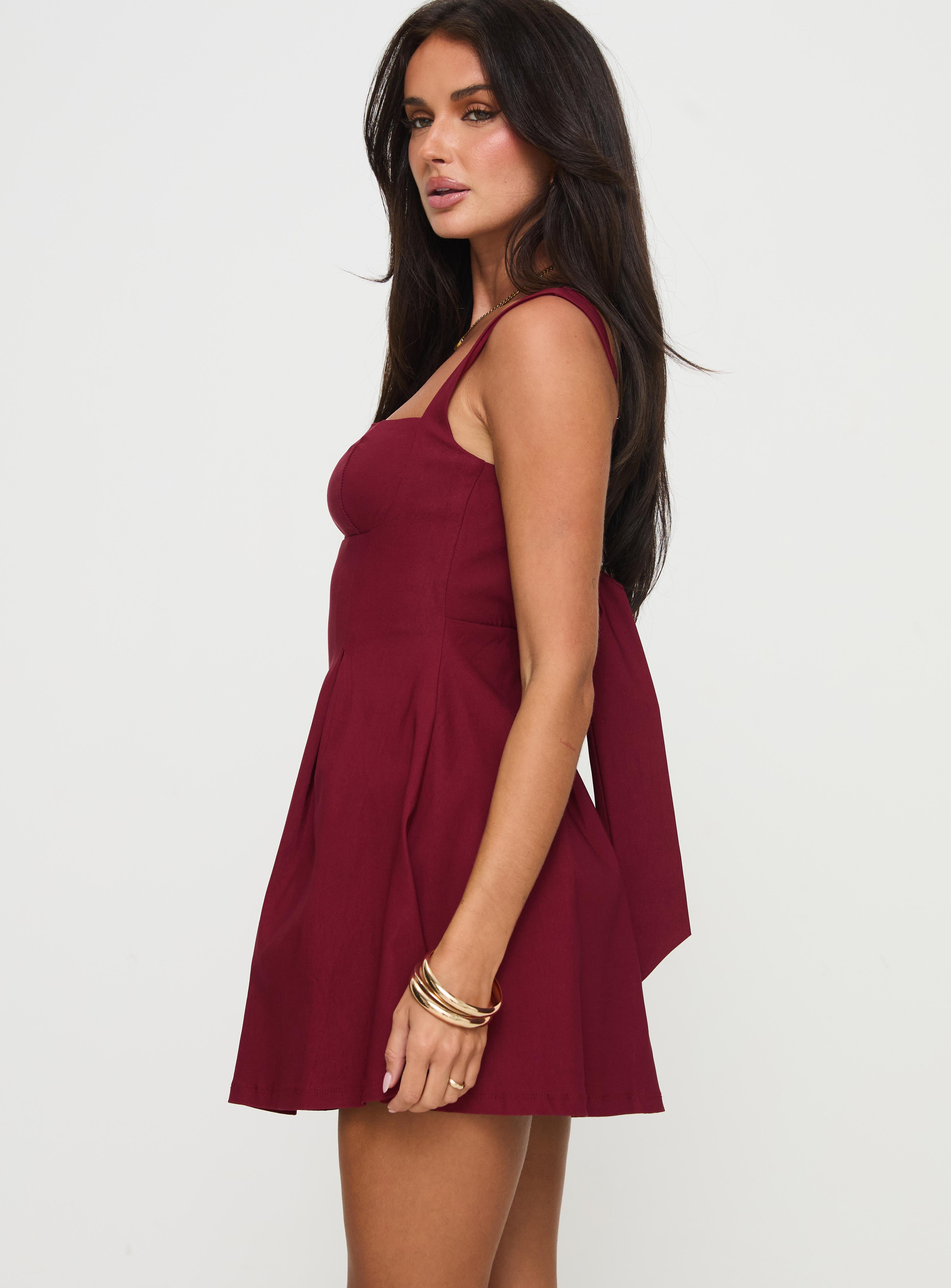 Melanie Pleated Bow Mini Dress